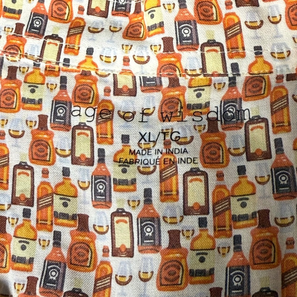 Age of Wisdom Men's XL Novelty‎ Liquor Bottle Print Short Sleeve Shirt AOP - Picture 4 of 9